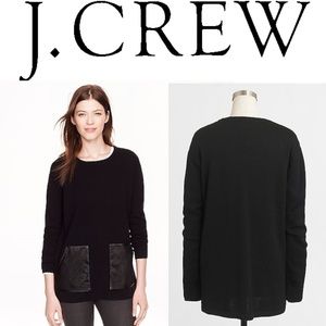 J.CREW Merino Wool Sweater w/Faux Leather Pockets